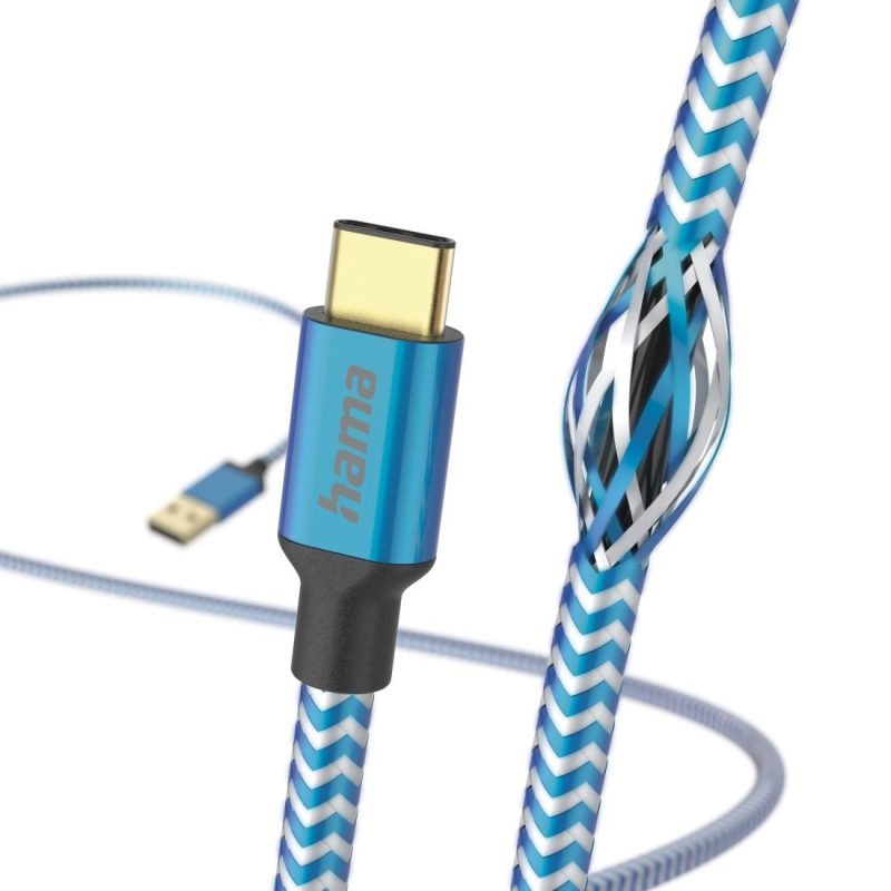 Кабел HAMA Reflective, USB-C мъжко - USB-A мъжко, 1.5м, 201558 - Image 3