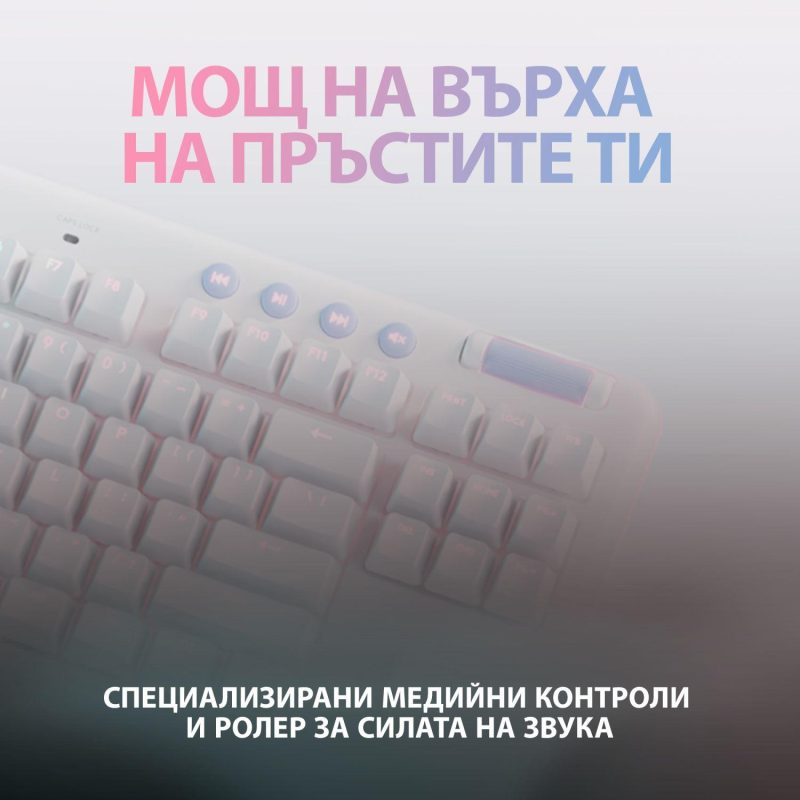Безжична геймърска механична клавиатура Logitech G G715, TKL, Tactile, RGB LED, US Layout, бяла - Image 8