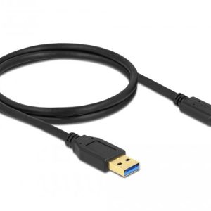 Кабел Delock SuperSpeed, USB-A мъжко - USB-C мъжко, (USB 3.2 Gen 2), 10 Gbps, 1 м, Черен