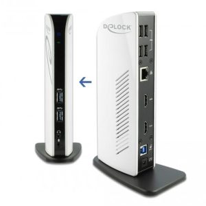 Докинг станция Delock, За MacBook, HDMI Full-HD, USB 3.2, LAN, Audio, Черен/Бял - Image 2