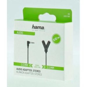 Аудио адаптер HAMA 3.5 мм жак мъжко - 2 3.5 мм жак женско, 0.2м, Черен - Image 2