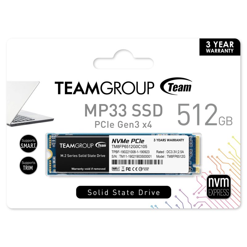 SSD Team Group MP33, M.2 2280 512GB PCI-e 3.0 x4 NVMe - Image 2