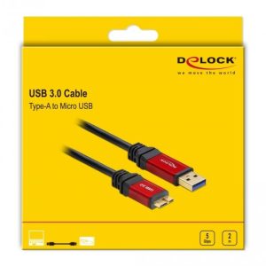 Кабел Delock  USB-A мъжко - USB Micro-B мъжко, 2 м, Premium, Екраниран, Черен - Image 4