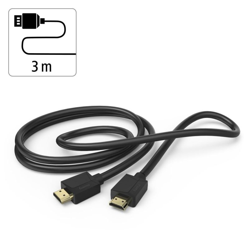 Кабел HAMA 205243, HDMI мъжко - HDMI мъжко, 8K, 48GB/s, Ethernet , 3 м, Позл. конектори, Черен - Image 7