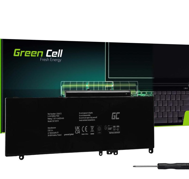 Батерия за лаптоп Dell Latitude E5250 E5450 E5550 G5M10 0WYJC2  7,6V 6200mAh GREEN CELL