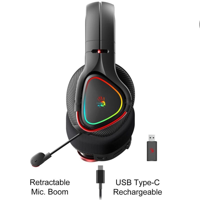 Геймърски безжични слушалки A4TECH Bloody MR710, Bluetooth v5.0, 2.4Ghz, RGB, Микрофон, Черен - Image 3