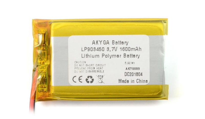 Акумулаторна батерия AKYGA, Li-Po, 3.7 V, 1600mAh, PCM - Image 2