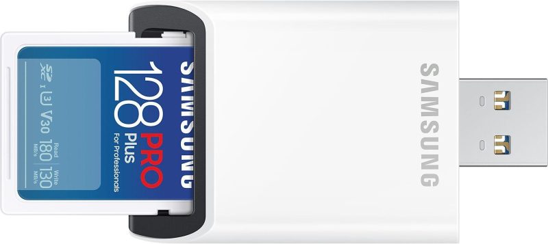 Карта памет Samsung PRO Plus, SD Card, 128GB, USB Четец, Бяла - Image 2