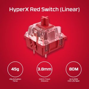 Геймърскa механична клавиатура HyperX Alloy Origins 65, HyperX червени суичове, Черен - Image 5