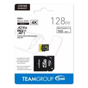 Карта памет Team Group PRO Plus microSDXC 128GB, UHS-I U3, A2, V30 + SD Адаптер - Image 4