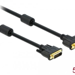 Удължителен кабел Delock, DVI 24+1 мъжко > DVI 24+1 женско, 5 m, Черен