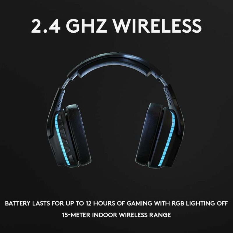 Геймърски слушалки Logitech,  G935 7.1 Wireless 7.1 Surround Lightsync, Безжични, Черни - Image 2