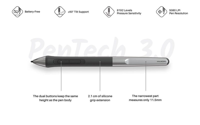 Графичен таблет HUION Inspiroy 2 M, 5080 LPI, Зелен - Image 8