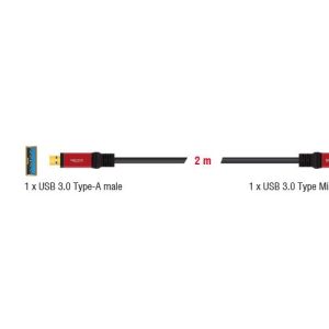 Кабел Delock  USB-A мъжко - USB Micro-B мъжко, 2 м, Premium, Екраниран, Черен - Image 3