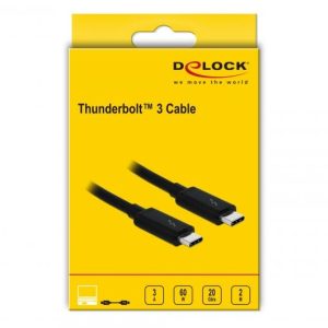 Кабел Delock Thunderbolt 3 (20 Gb/s) USB-C,  мъжко - мъжко, 2.0 м, 3 A, Черен - Image 4