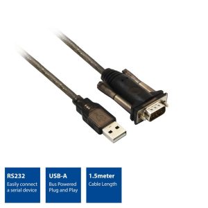 Кабел конвертор ACT Ewent AC6000, USB-A мъжко - Сериен порт D-sub 9-pin мъжко, 1.5 м, Черен - Image 3