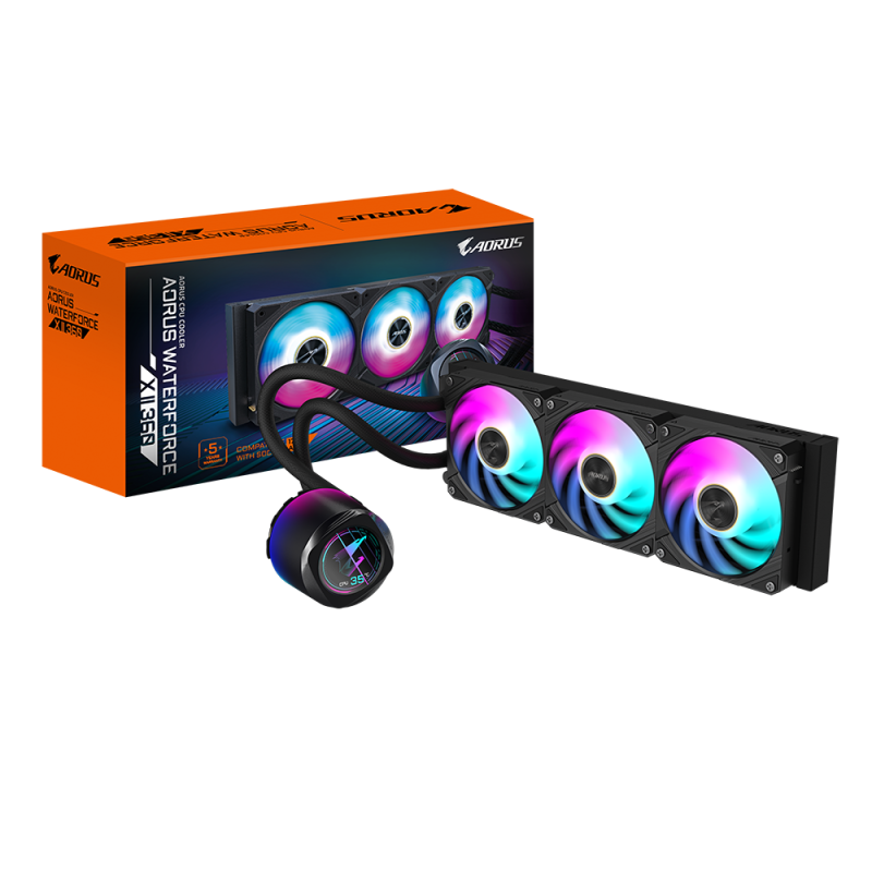Охладител за процесор Gigabyte AORUS WATERFORCE X II 360 Black, LCD Display - Image 5