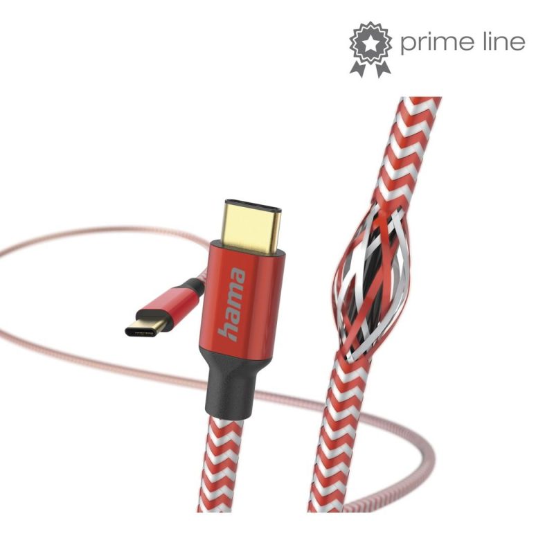 Кабел HAMA Reflective, USB-C мъжко - USB-C мъжко, 1.5 м., Червен - Image 4