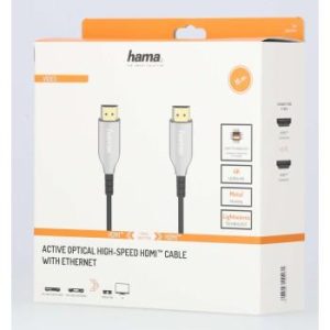 Оптичен активен кабел HAMA Optical, HDMI мъжко - HDMI мъжко, Ethernet, 18 Gbit/s, 15м, Позл.конектори, Черен - Image 2