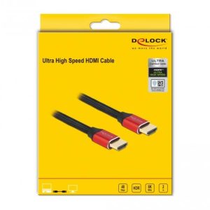 Кабел Delock Ultra High Speed, HDMI мъжко - HDMI мъжко, 48 Gbit/s, 8K 60 Hz, 2 м, Червен - Image 3