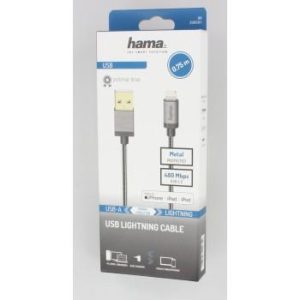 Кабел HAMA Elite USB-A мъжко - Lightning мъжко, 0.75 м., метал, Антрацит, за iPhone/iPad - Image 3