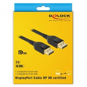 Кабел Delock, DisplayPort мъжко - DisplayPort мъжко, 3.0м, 8K 60 Hz, Черен - Image 5