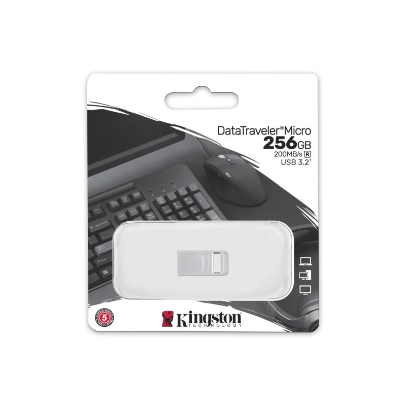 USB памет KINGSTON DataTraveler Micro, 256GB,USB-A 3.2 Gen 1, Сребрист - Image 3