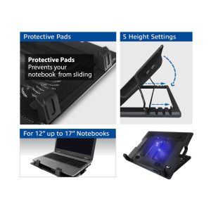 Охладител за лаптоп ACT, До 17", С един вентилатор, 2 x USB хъб, Черен - Image 4