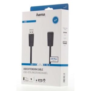 Удължителен кабел HAMA, USB-A женско - USB-A мъжко, 5 м, екраниран, черен - Image 2