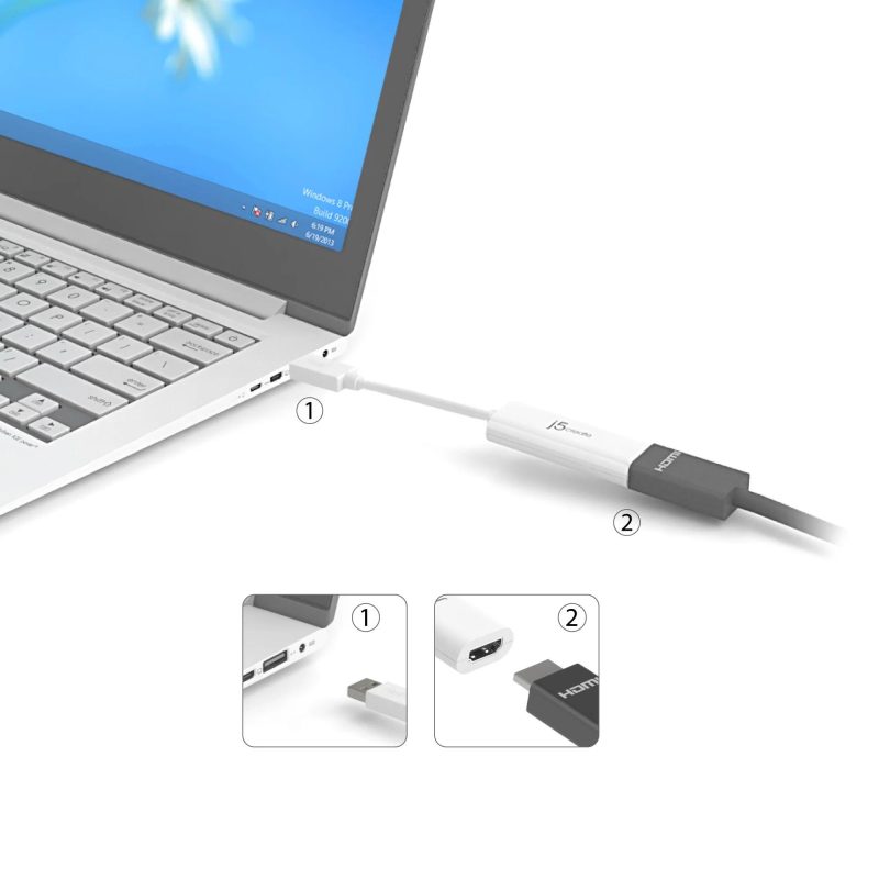Адаптер j5create JUA254, USB-A към HDMI, Бял - Image 7
