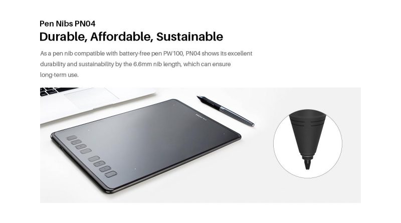 Резервни накрайници HUION PN04, 10 бр. за писалки PW100/PW201 - Image 5