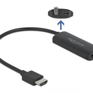 Адаптер Delock 63206, HDMI-A мъжко - DisplayPort женско, 4K 60 Hz, Черен