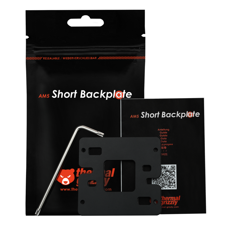 Монтажна рамка Thermal Grizzly AM5 Short Backplate, Алуминий, Черен - Image 4