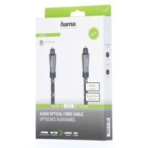 Оптичен аудио кабел HAMA ODT plug (Toslink), Метални накрайници, 1.5 м, Черен - Image 2