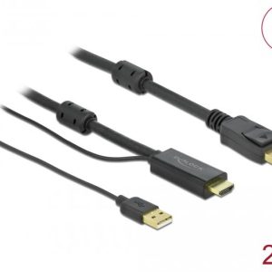 Кабел Delock HDMI мъжко - DisplayPort USB мъжко, 4K 30 Hz, 2 м, Черен - Image 2
