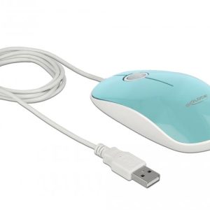 Оптична мишка DeLock, USB-A, Кабел 1.3 м, USB, 1200 dpi, Tюркоаз - Image 3