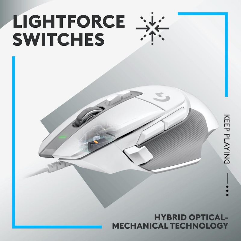 Геймърска мишка Logitech, G502 X, Оптична,  Жична, USB, Бяла - Image 2