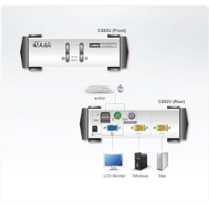 KVMP превключвател, ATEN CS82U, 2-портов, PS/2-USB VGA - Image 4