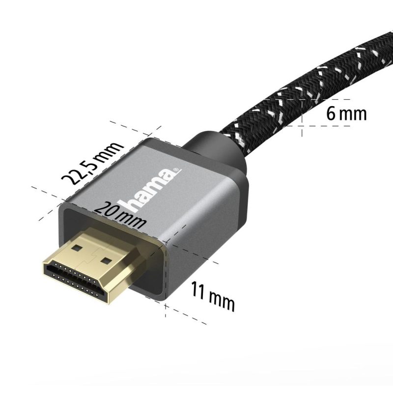 Кабел HAMA Ultra HD, HDMI мъжко - HDMI мъжко, 8K, 48GB/s, Метал, 1 м, Позл. конектори, Черен - Image 6