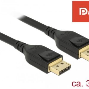 Кабел Delock, DisplayPort мъжко - DisplayPort мъжко, 3.0м, 8K 60 Hz, Черен - Image 2