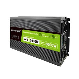 Инвертор GREEN CELL, 24/220V,  DC/AC, 3000W/6000W, чиста синусоида