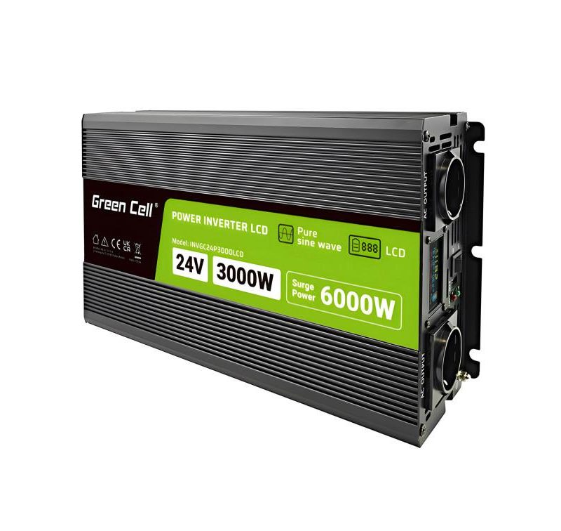 Инвертор GREEN CELL, 24/220V,  DC/AC, 3000W/6000W, чиста синусоида