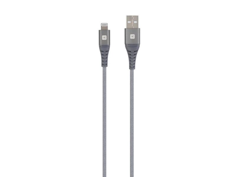 Кабел Skross, USB-A - Lightning, Метална оплетка, 1.20 м, Сив - Image 2
