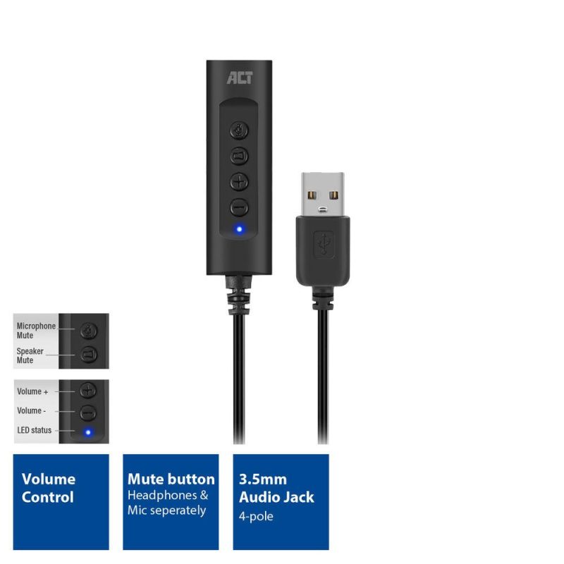 Звукова карта Ewent AC9360, 2.0, USB, 3.5 mm, Черна - Image 2