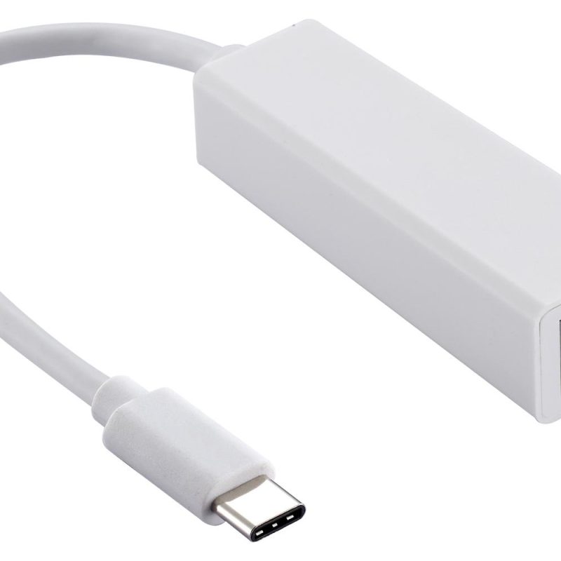 Мрежови адаптер Estillo 10/100 Mbps, USB-C 2.0 към RJ45, Бял