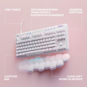 Геймърска механична клавиатура Logitech G G713, TKL, Tactile, RGB LED, US Layout, бяла - Image 10