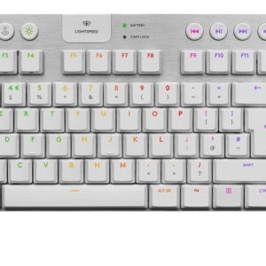 Безжична геймърска механична клавиатура Logitech, G915 TKL White Lightsync RGB, Tactile суичове