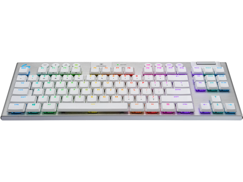 Безжична геймърска механична клавиатура Logitech, G915 TKL White Lightsync RGB, Tactile суичове - Image 2