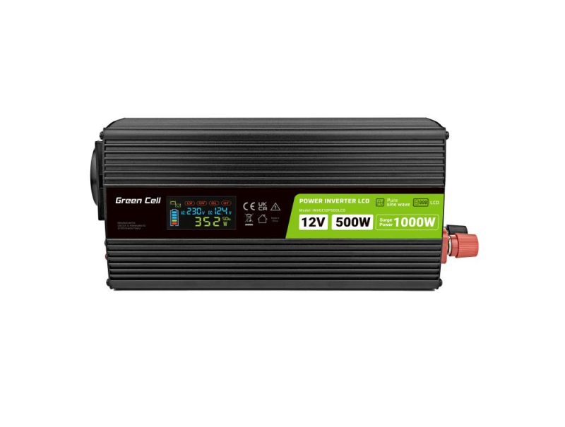 Инвертор GREEN CELL, 12/220V, DC/AC, 500W/1000W INVGC12P500LCD  LCD, Чиста синусоида - Image 2