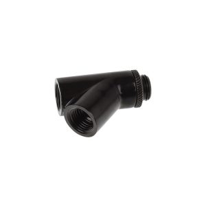 Y-конектор Alphacool Eiszapfen, Въртящ се, 45°, G1/4 външна към 2 x G1/4 вътрешна резба, Черен мат - Image 3
